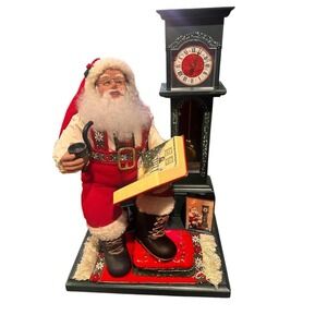 Vintage 1994 Holiday Creations Animated Santa Grandfather Clock Cassette T WORKS